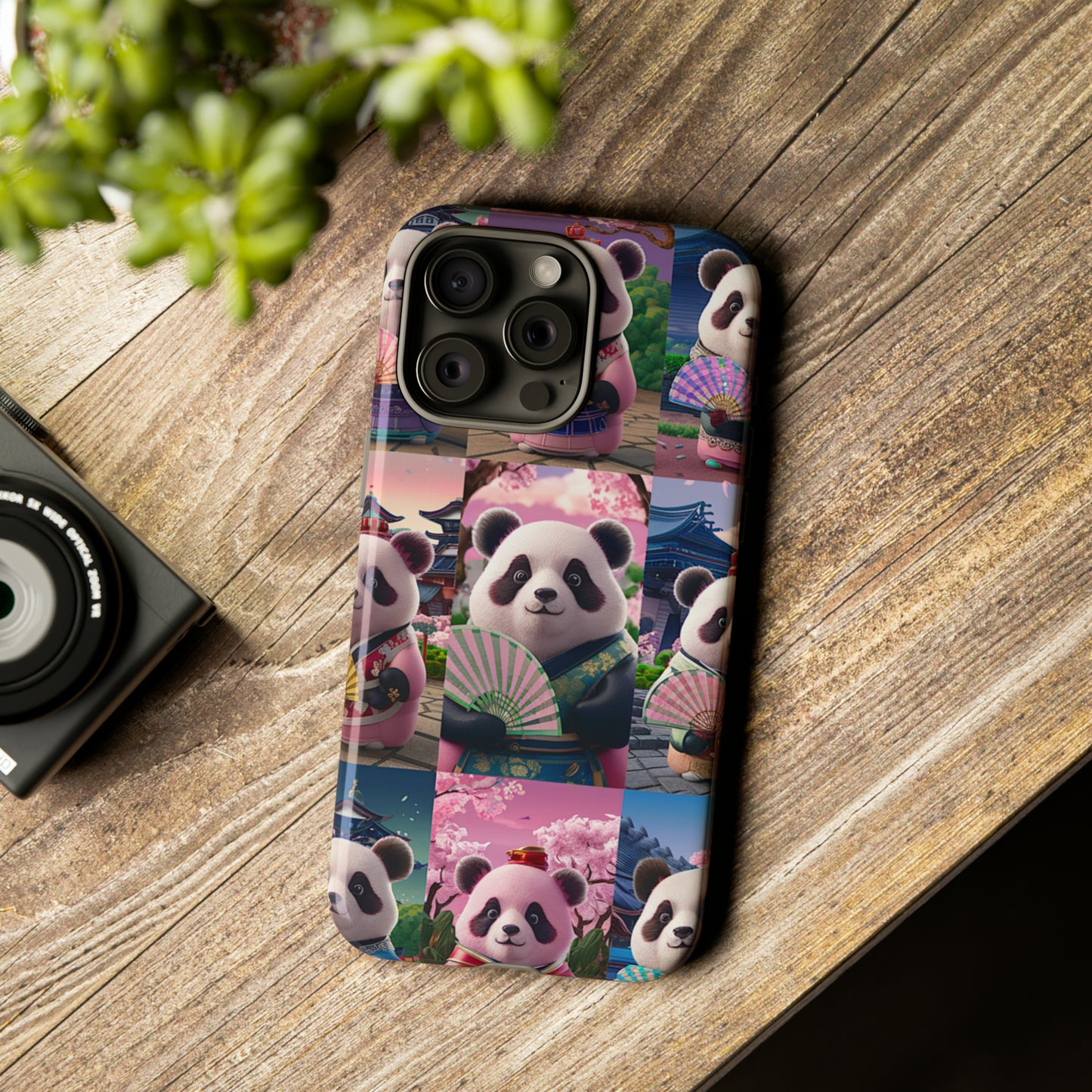 Cute Panda Grid Art Pattern Tough Case