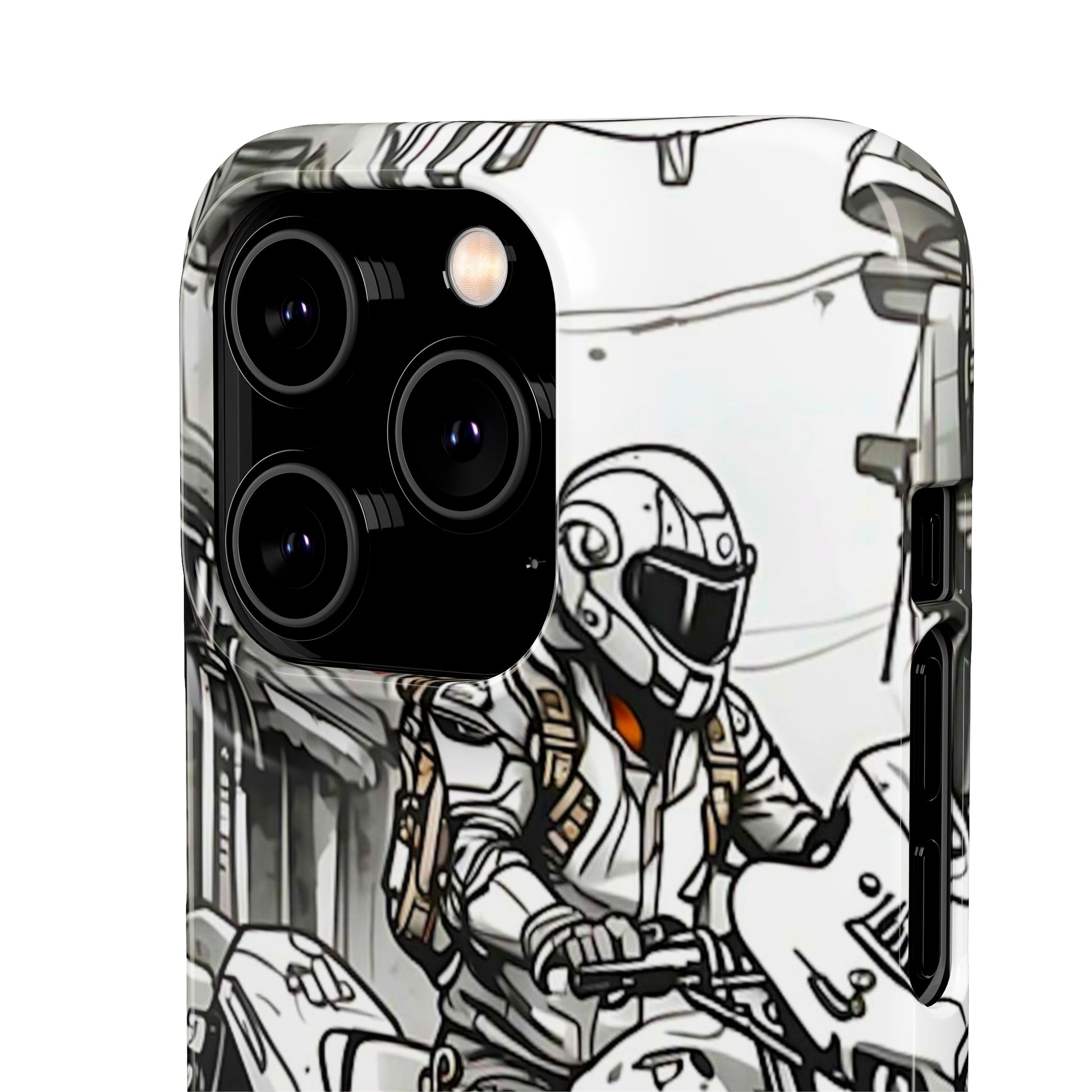 Biker Black & White Cartoon Art Snap Case - Colorwink