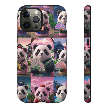 Cute Panda Grid Art Pattern Tough Case