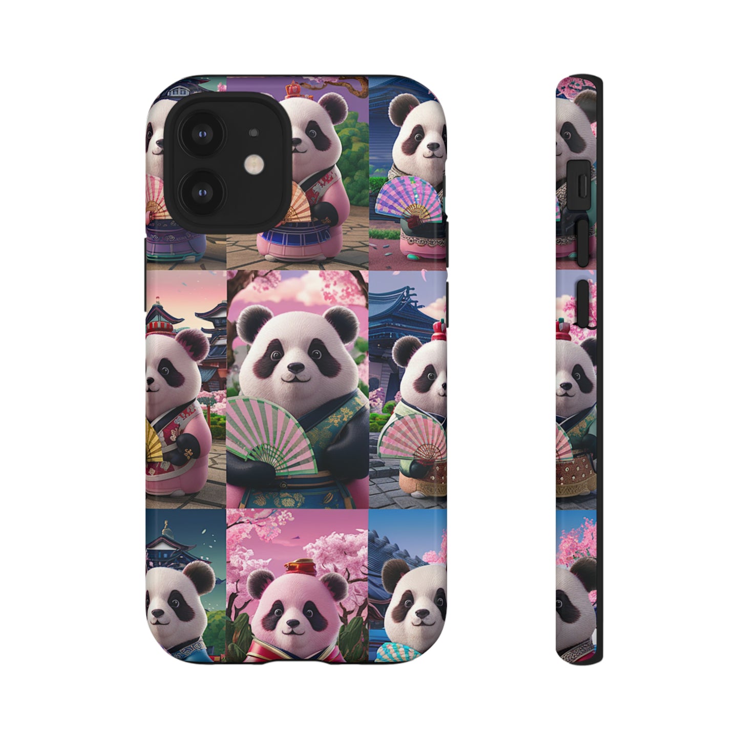 Cute Panda Grid Art Pattern Tough Case