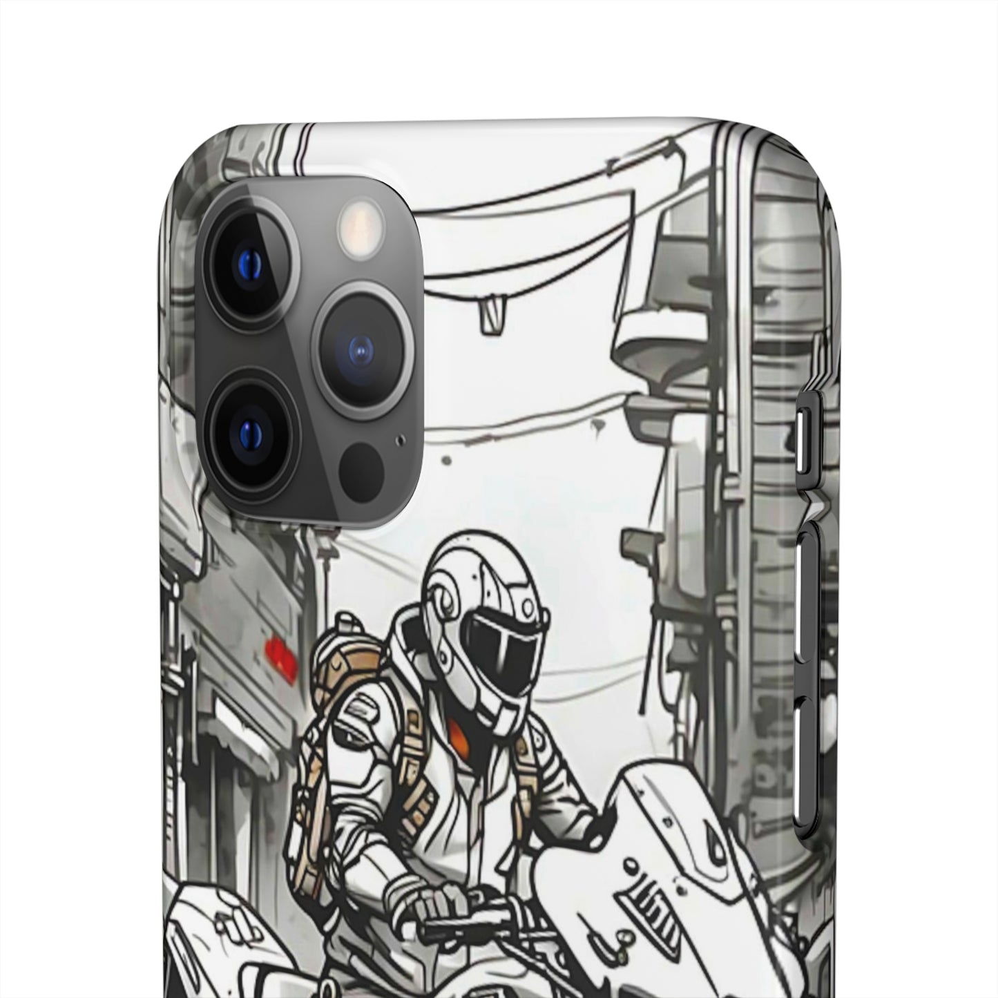 Biker Black & White Cartoon Art Snap Case - Colorwink