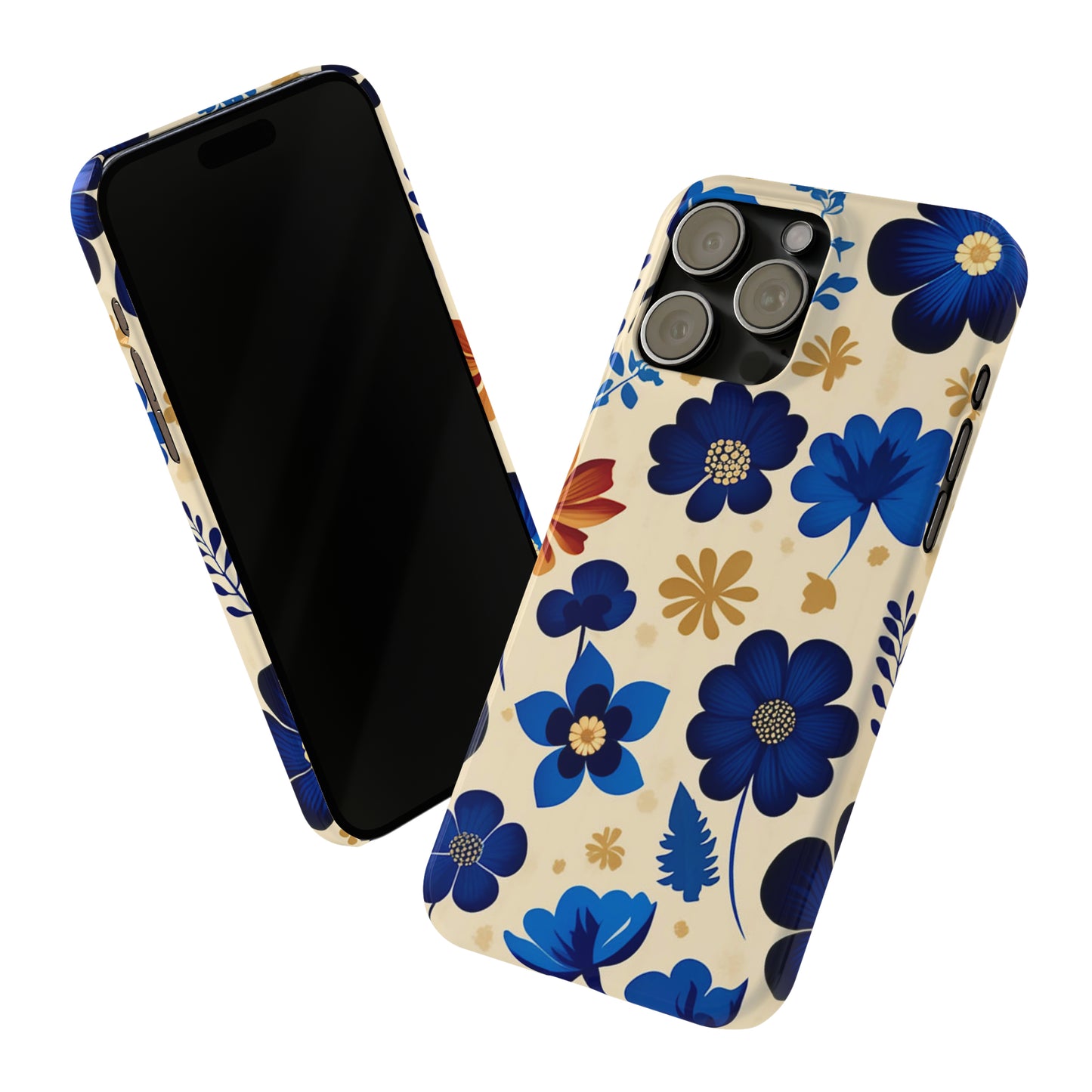 Blue Flower Pattern Slim Phone Case - Colorwink