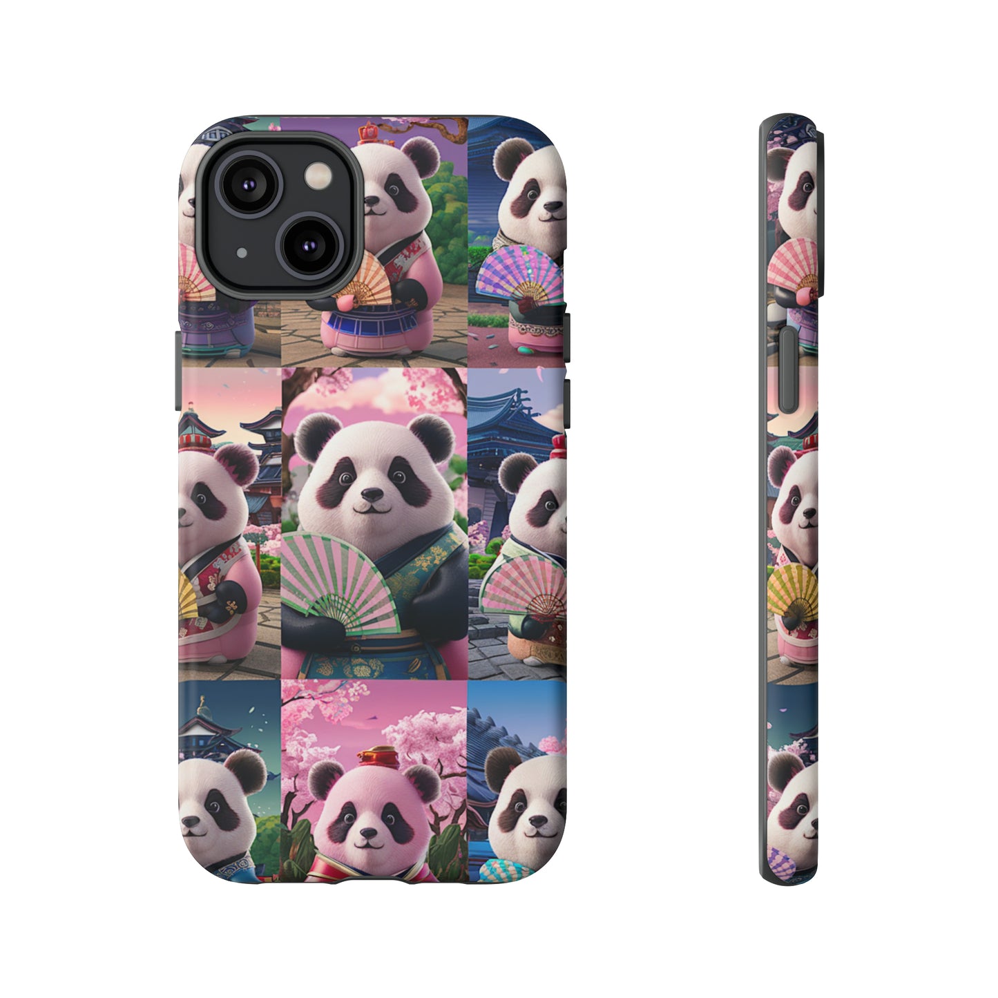 Cute Panda Grid Art Pattern Tough Case