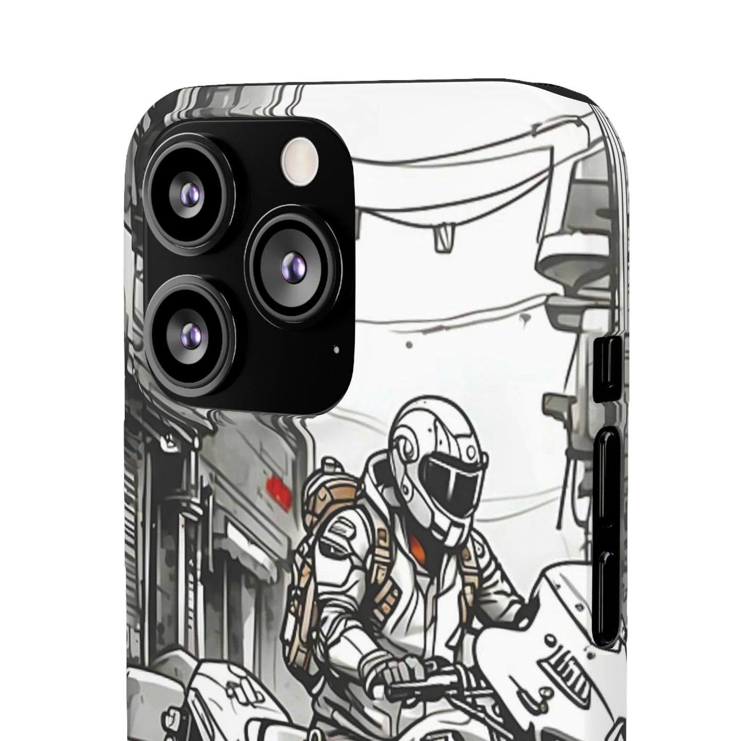 Biker Black & White Cartoon Art Snap Case - Colorwink