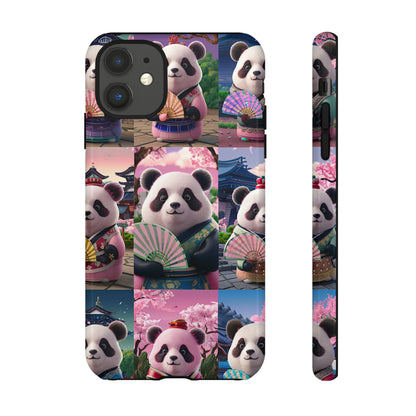 Cute Panda Grid Art Pattern Tough Case