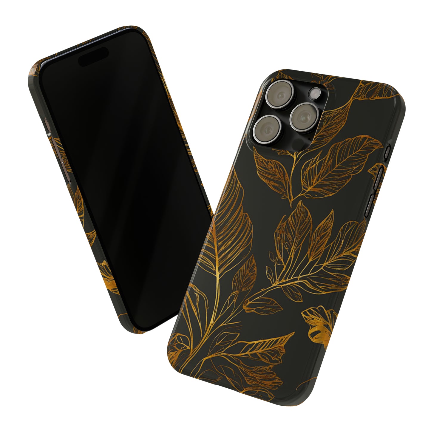 Golden Leaf Pattern Slim Phone Case - Colorwink