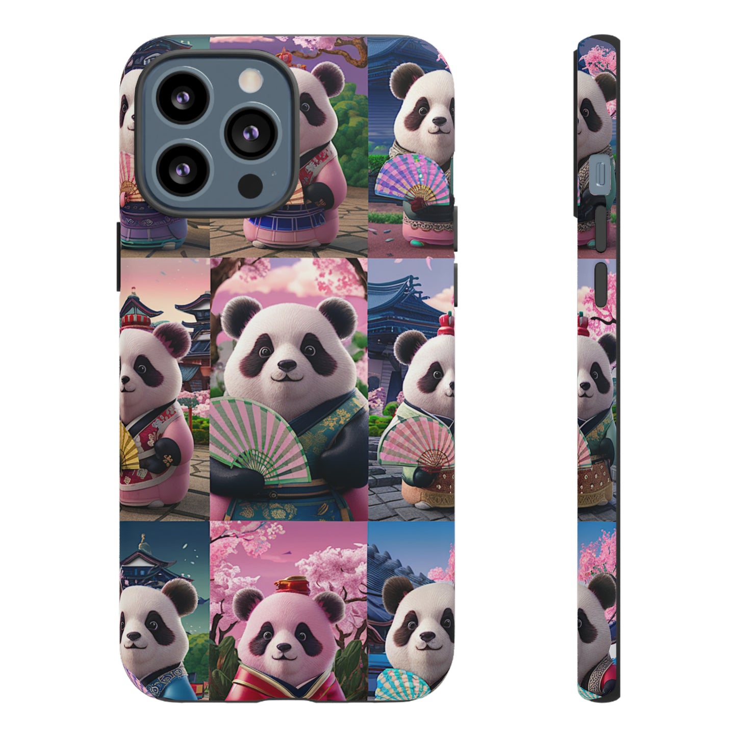 Cute Panda Grid Art Pattern Tough Case