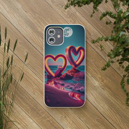 luminous Neon Heart Biodegradable Case