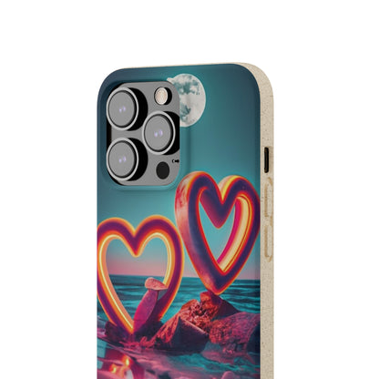 luminous Neon Heart Biodegradable Case