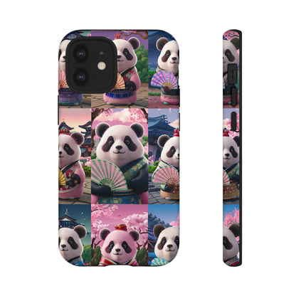 Cute Panda Grid Art Pattern Tough Case