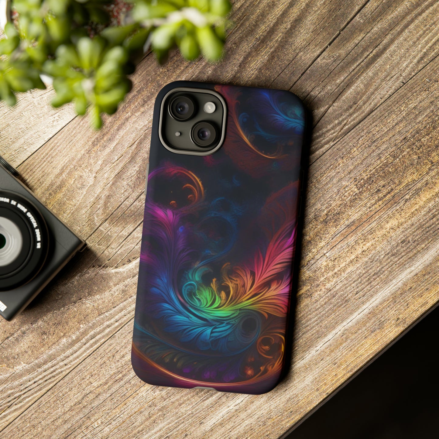 Dark Feather Pattern Tough Case