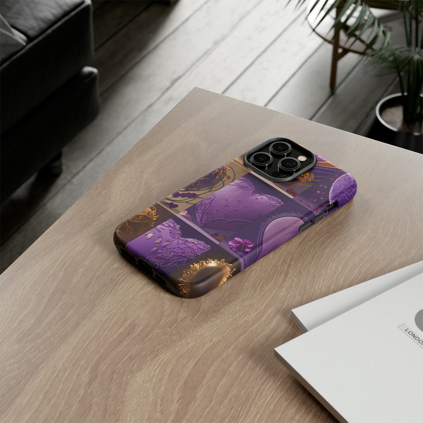 Violet Heart Design Pattern Tough Case