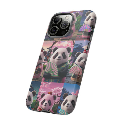 Cute Panda Grid Art Pattern Tough Case