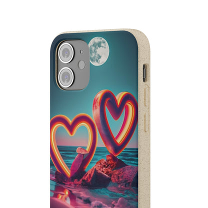 luminous Neon Heart Biodegradable Case