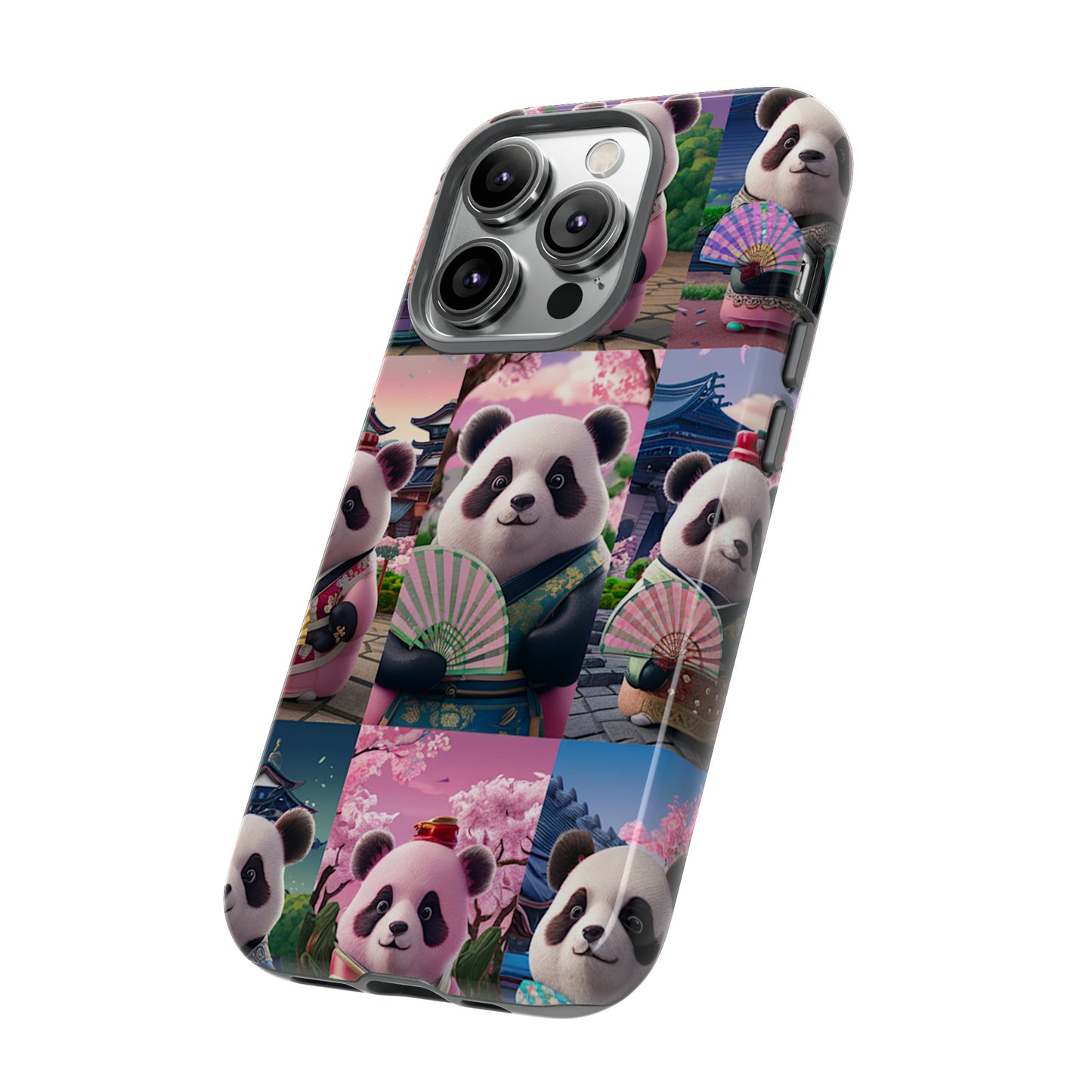 Cute Panda Grid Art Pattern Tough Case