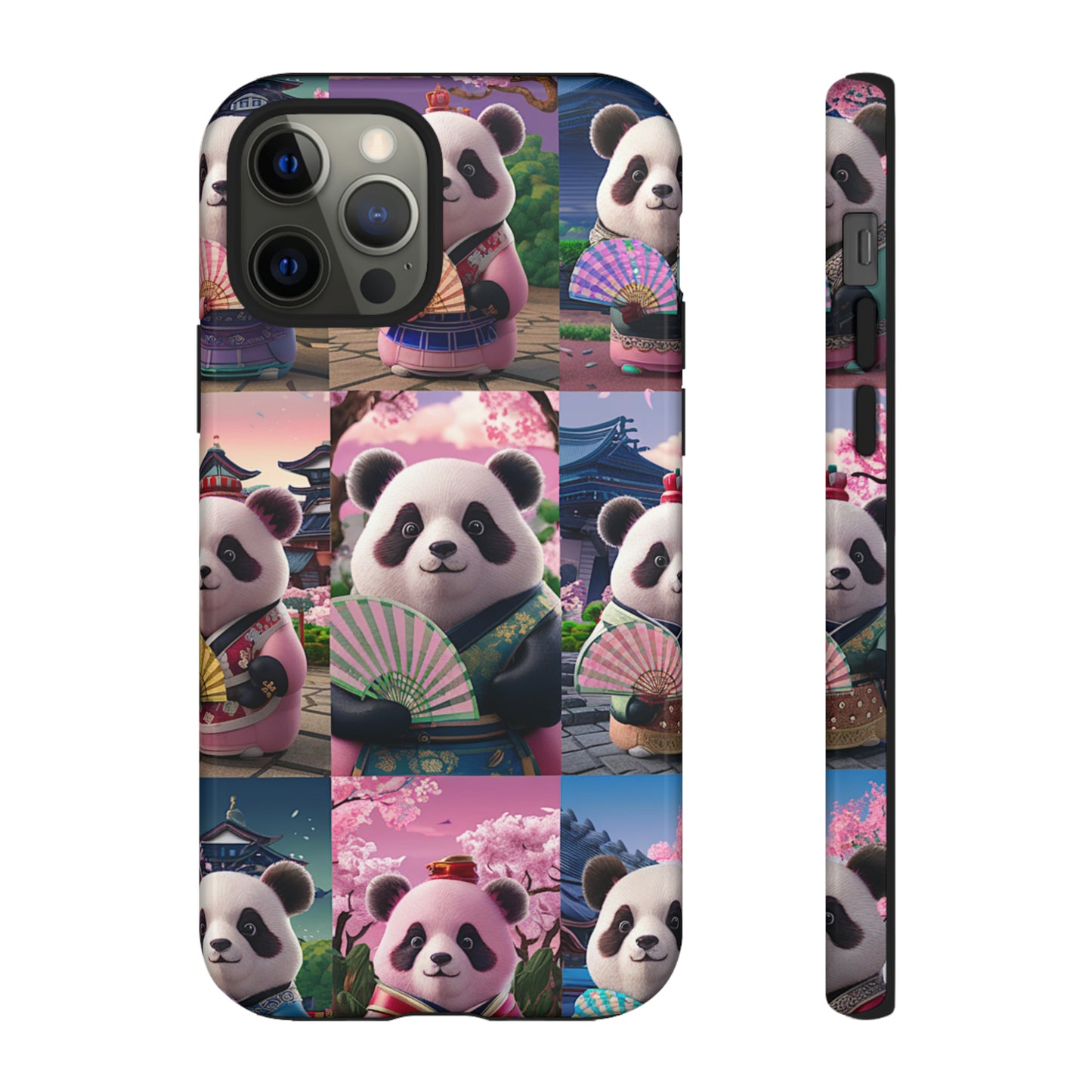 Cute Panda Grid Art Pattern Tough Case