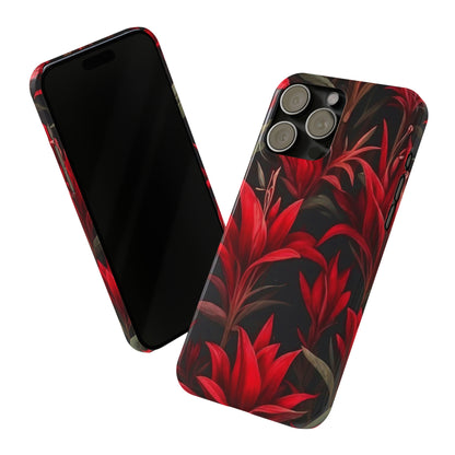 Red Flower Pattern Slim Phone Case - Colorwink