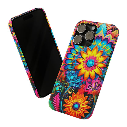 Rainbow Flower Pattern Slim Phone Case - Colorwink