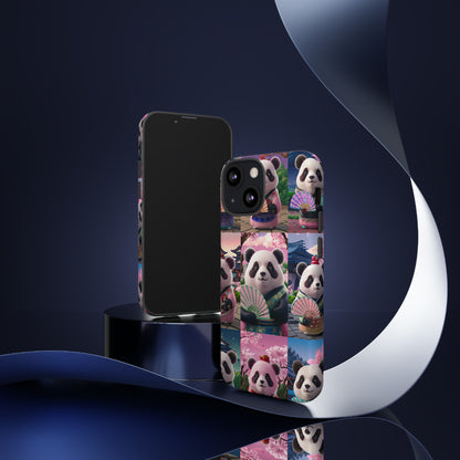 Cute Panda Grid Art Pattern Tough Case