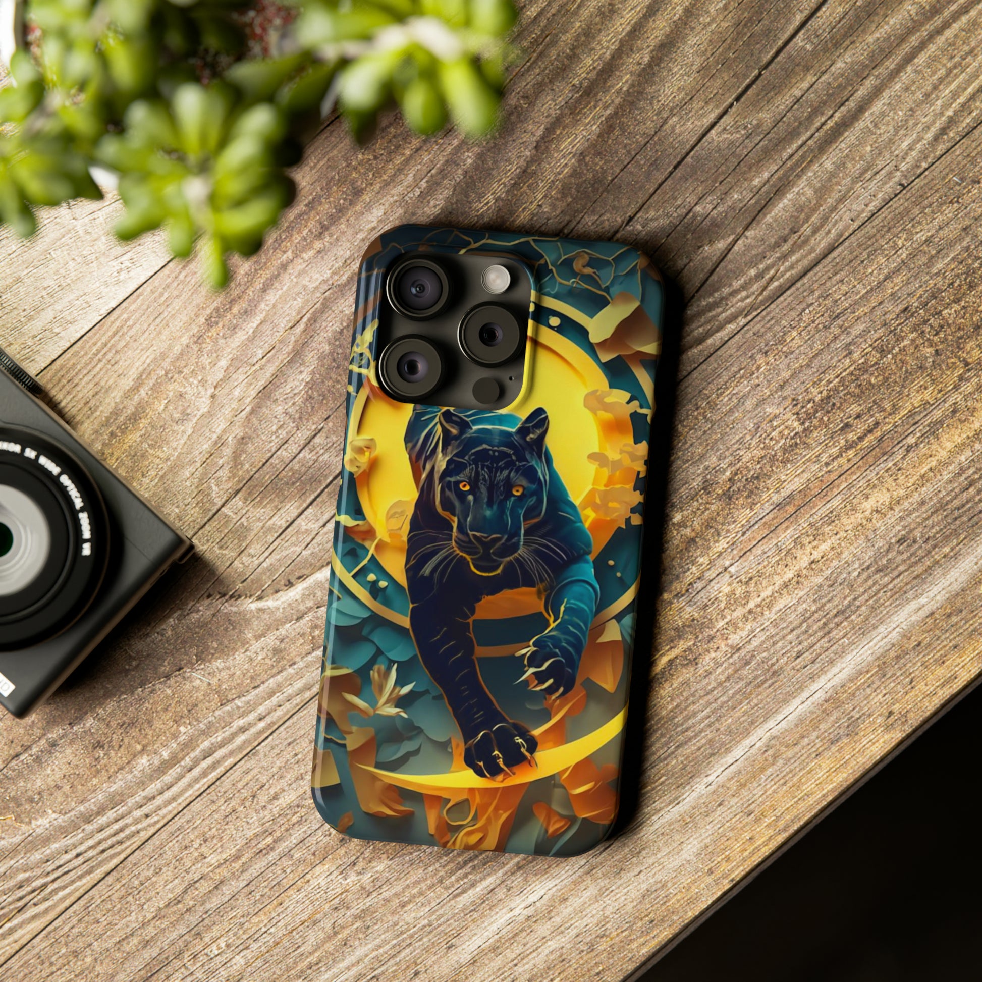 Onyx Black Jaguar Slim Phone Case - Colorwink