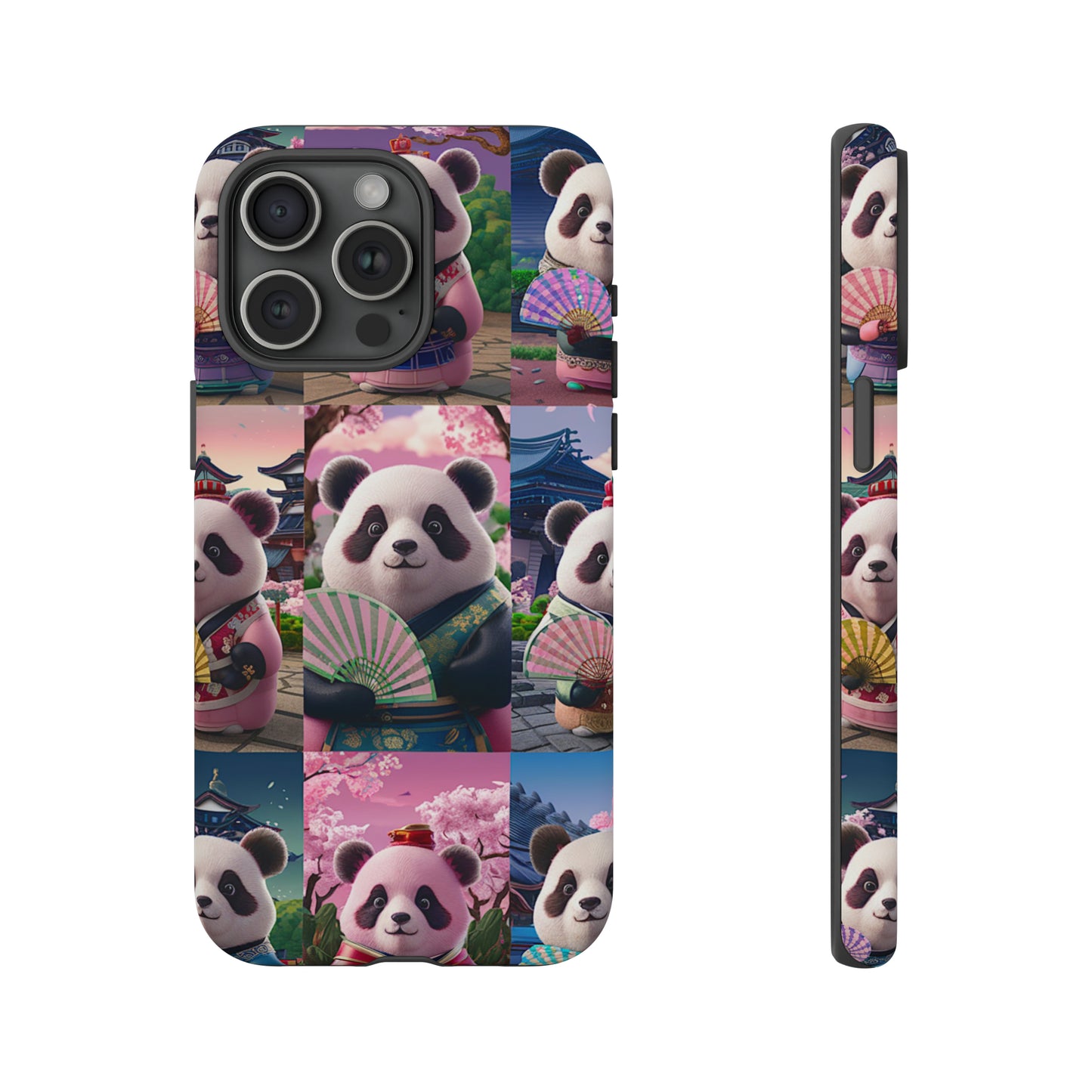 Cute Panda Grid Art Pattern Tough Case