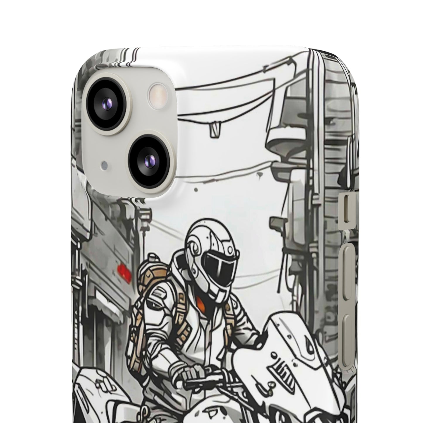 Biker Black & White Cartoon Art Snap Case - Colorwink