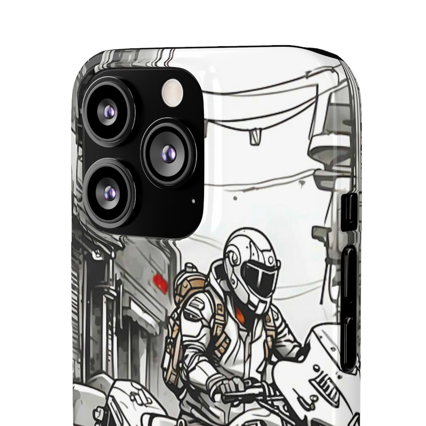 Biker Black & White Cartoon Art Snap Case - Colorwink