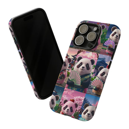 Cute Panda Grid Art Pattern Tough Case