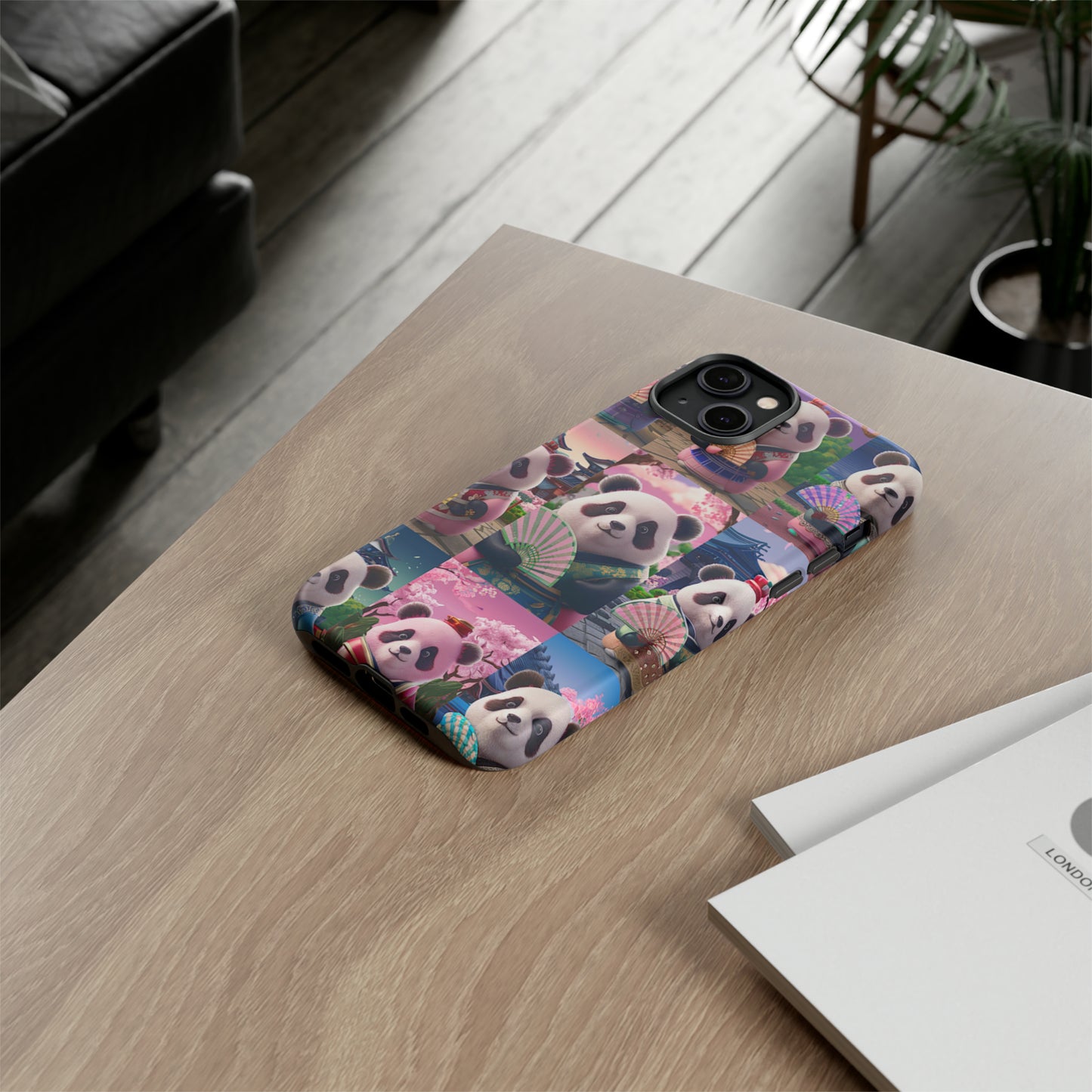 Cute Panda Grid Art Pattern Tough Case