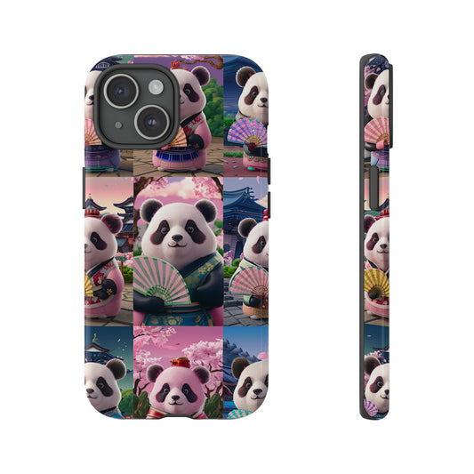 Cute Panda Grid Art Pattern Tough Case