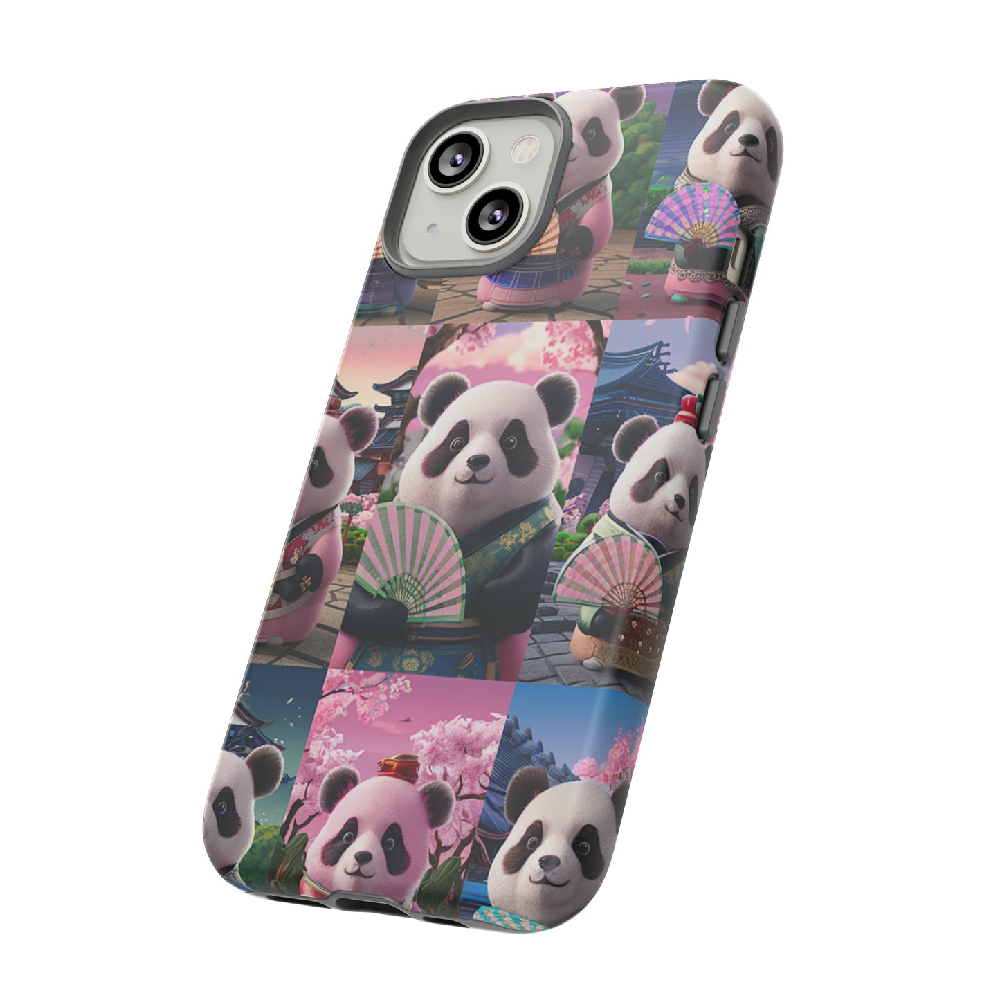 Cute Panda Grid Art Pattern Tough Case