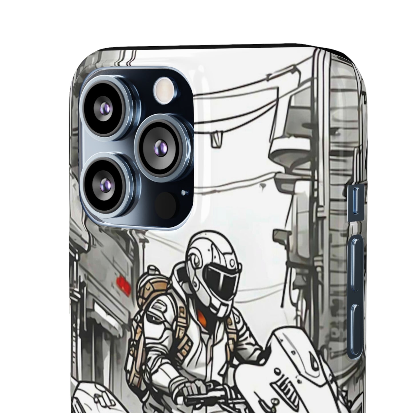 Biker Black & White Cartoon Art Snap Case - Colorwink