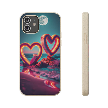 luminous Neon Heart Biodegradable Case