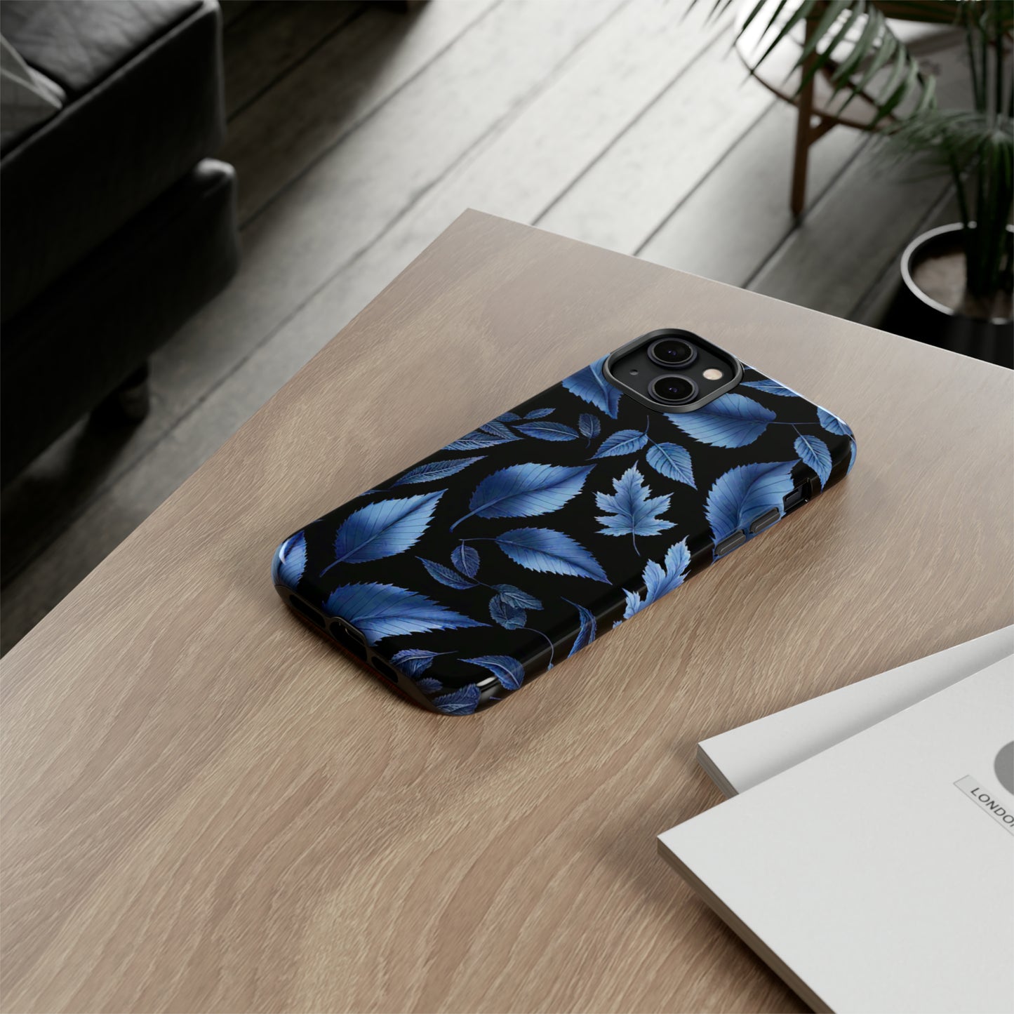 Blue Leaf Art Design Pattern Tough Case