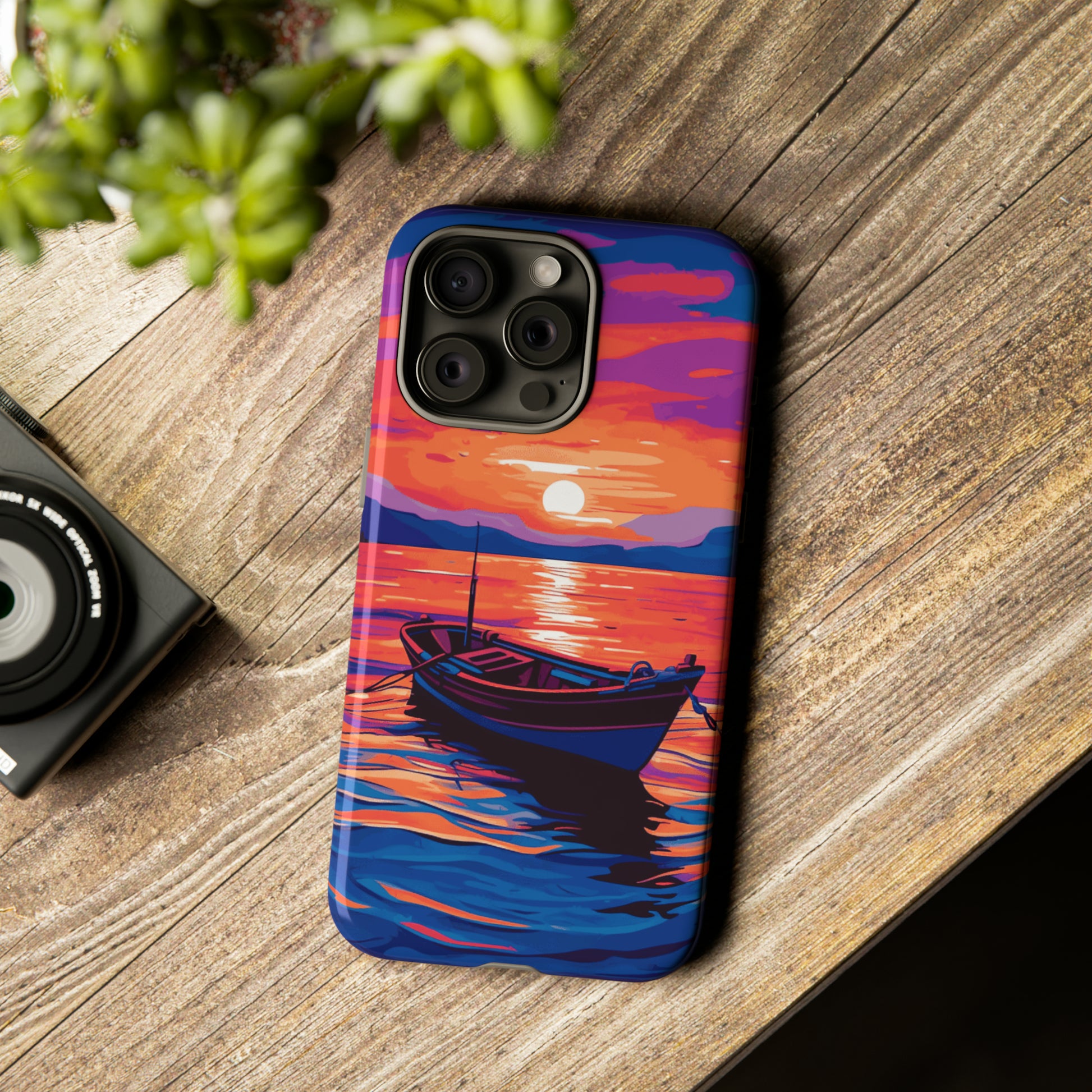 Boat With Sunset Tough Case - Colorwink