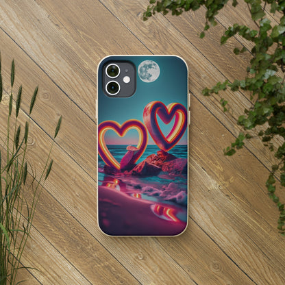 luminous Neon Heart Biodegradable Case