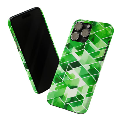 Green Abstract Tiles Slim Phone Case - Colorwink