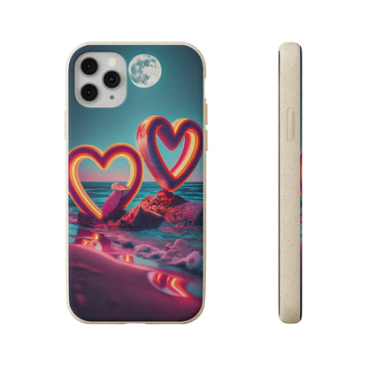 luminous Neon Heart Biodegradable Case