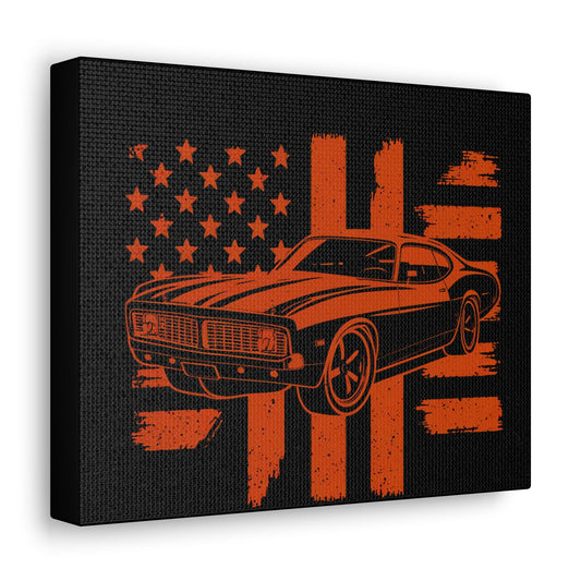 American Flag Classic Car Art Canvas - Colorwink