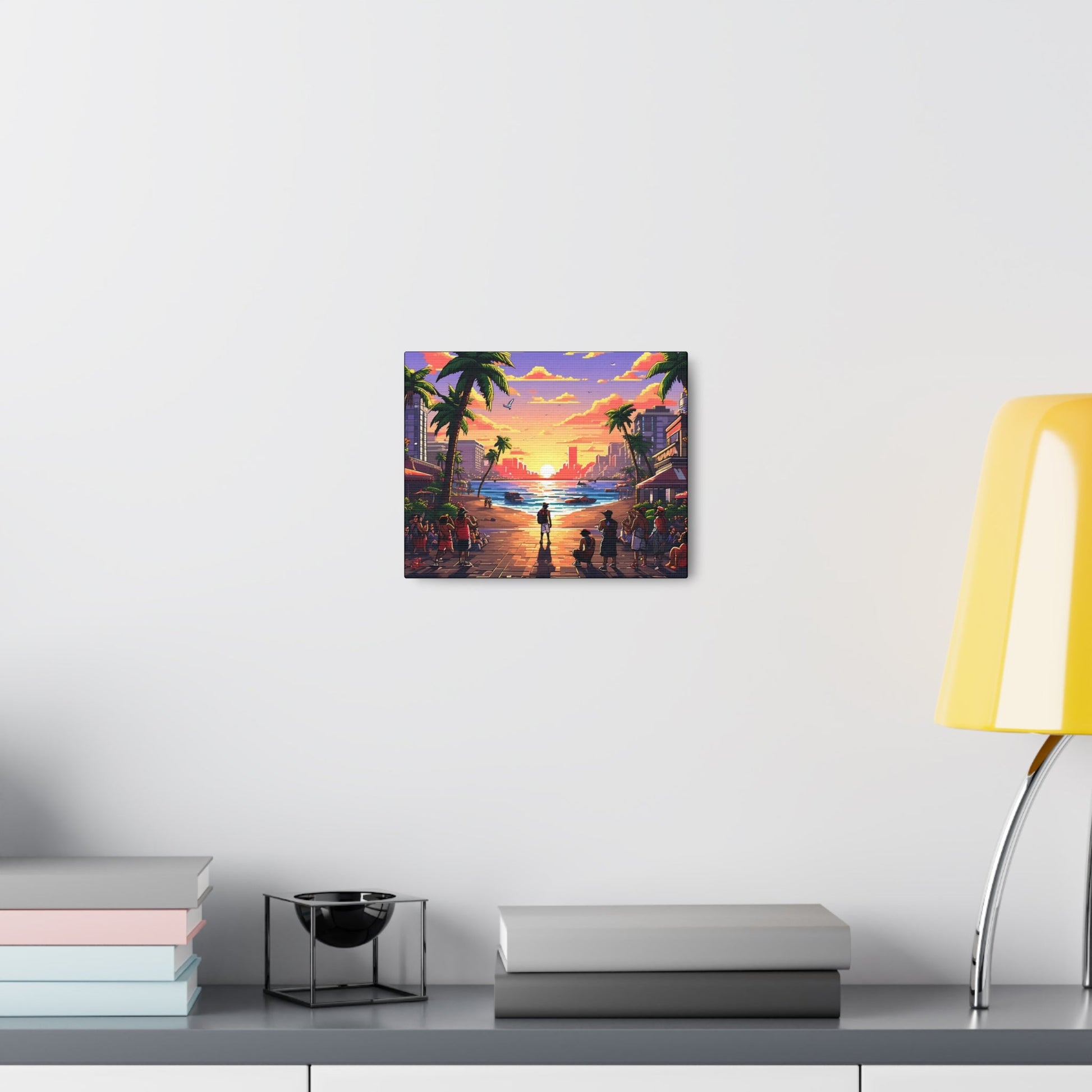 Beach Sunset Pixelated Art Canvas - Colorwink