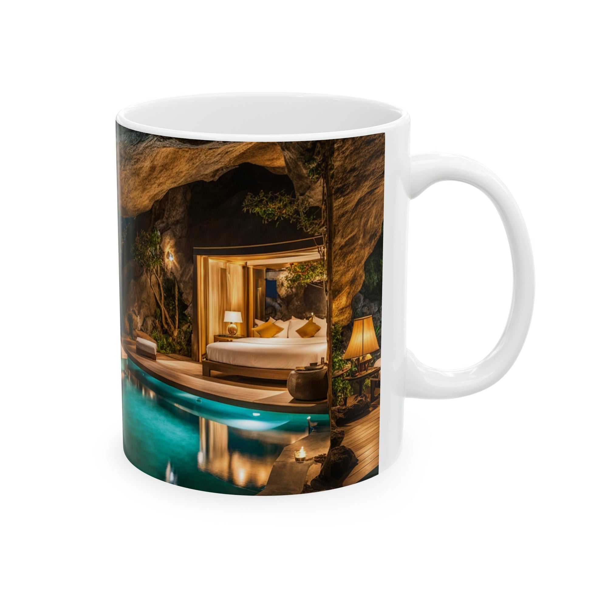 Bedroom inside a Cave Coffee Mug - Colorwink