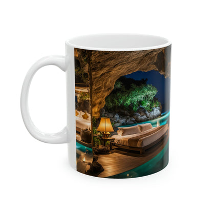 Bedroom inside a Cave Coffee Mug - Colorwink