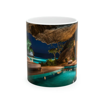 Bedroom inside a Cave Coffee Mug - Colorwink