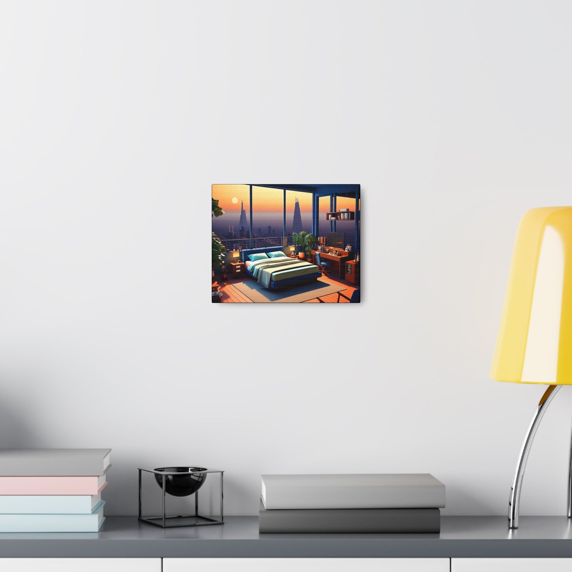 Bedroom Skyscraper View Art Canvas - Colorwink