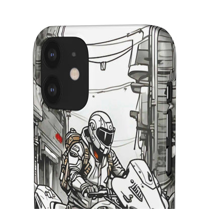 Biker Black & White Cartoon Art Snap Case - Colorwink