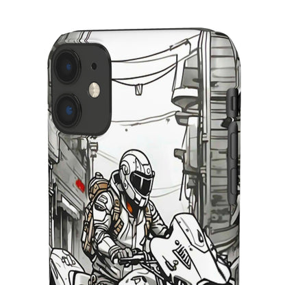 Biker Black & White Cartoon Art Snap Case - Colorwink