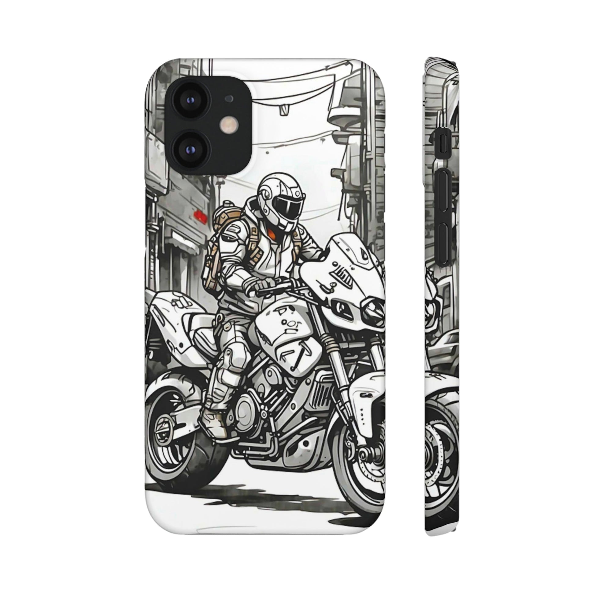 Biker Black & White Cartoon Art Snap Case - Colorwink