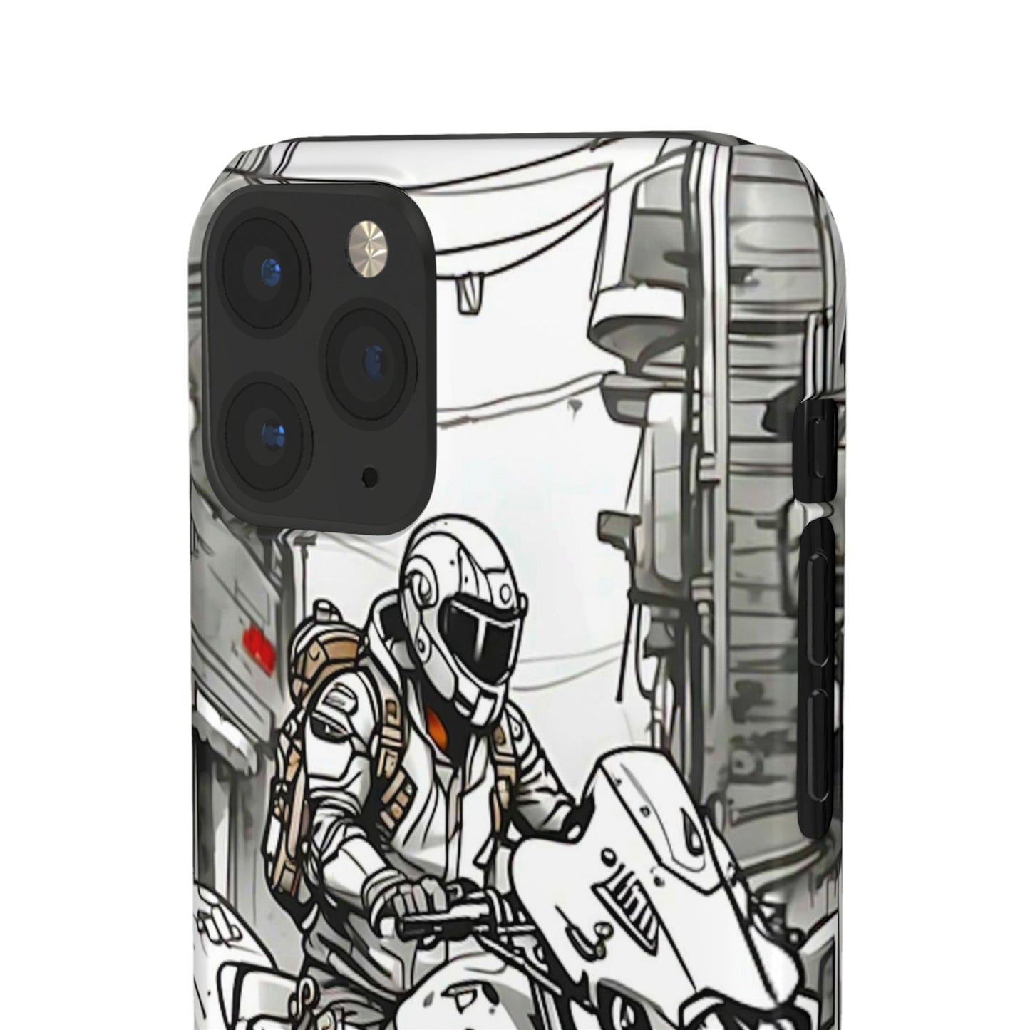 Biker Black & White Cartoon Art Snap Case - Colorwink