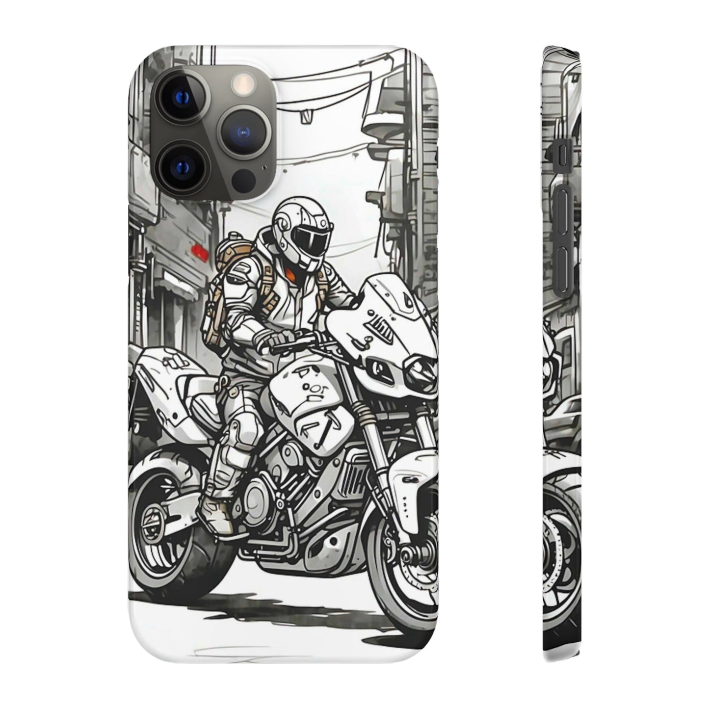 Biker Black & White Cartoon Art Snap Case - Colorwink