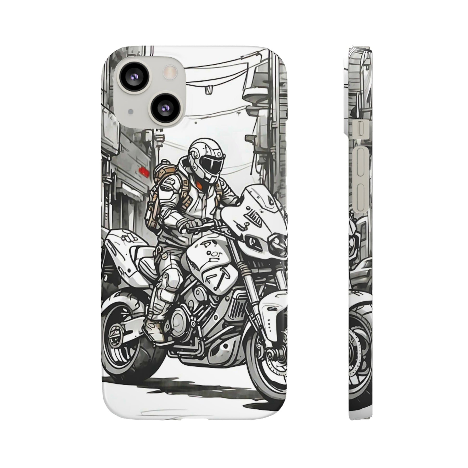 Biker Black & White Cartoon Art Snap Case - Colorwink